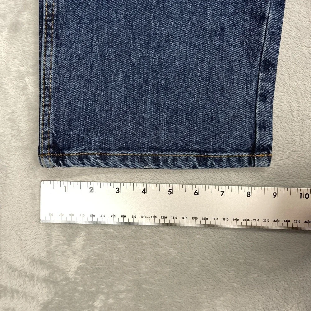 Wrangler Jeans Mens 36x30 Blue Denim Dark Wash Faded Retro Slim Straight Leg
